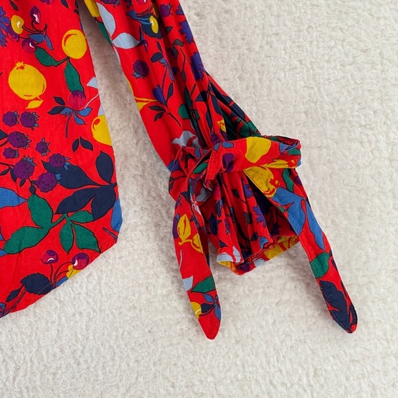 Maeve Blithe Button-Up Fruit Novelty Shirt Womens Size 4 Red Long Sleeve - Picture 4 of 16